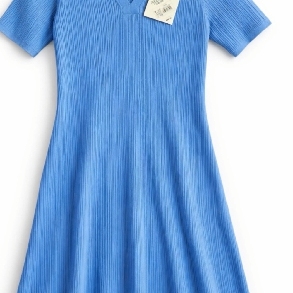 Ava & Viv Sky Blue Ribbed Midi Dress
